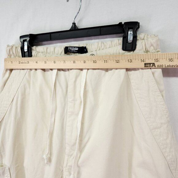 Jaded London Ecru Parachute Cargo Pants Size Small Baggie 30" Elastic Waist - Picture 4 of 16